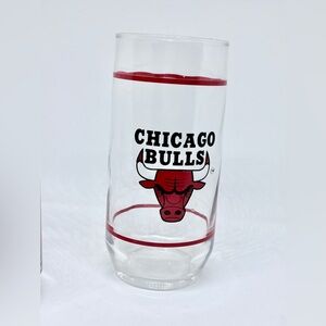 Vintage 1980s Chicago Bulls Libbey Glass NBA Logo Red Stripe Collectible Sports
